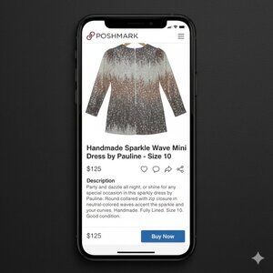 Neutral Waves Sparkly Long Sleeved Mini Dress by Pauline